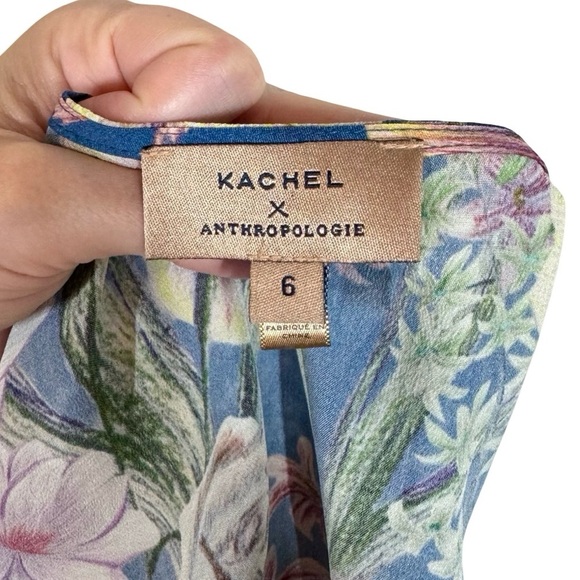 Kachel x Anthropologie Willow Wrap Silk Blend Midi Dress Floral Watercolor - Picture 10 of 13